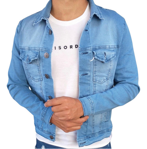 Campera Jean Hombre Elastizada Varios Talles Colores Lisa 