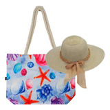 Bolsa Sacola Praia Estampada  Piscina Verão Chapéu Feminino