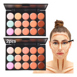 2 Piezas Paleta De 15 Correctores Granos Maquillaje Contorno