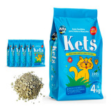 Kit 5 Pacotes De Areia Sanitária Para Gatos Kets Azul 4 Kg