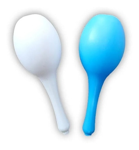 Maracas Blancas/celeste Plasticas X 1 U Cotillon Carioca 