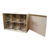 Caja Grabada 6 Vasos Whisky De Cristal Grabado Personalizado