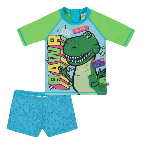 Traje De Baño Bebe Niño Set Uv Uv50+ Disney Toy Story Verde 