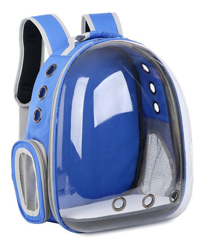 Mochila Para Gatos Y Mascotas, Vista Panorámica, Transparente, Paseo De Perros, Color Azul