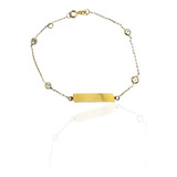 Pulseira Infantil Chapinha Ouro 18k 750 Pedras