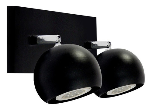 Lampara Aplique Pared Gioluce 2890-2 Persa 2 Luces Bocha Negro Cromo