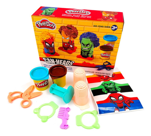 Frasco Play-doh Plastilinas Caja Avengers Hulk Spiderman