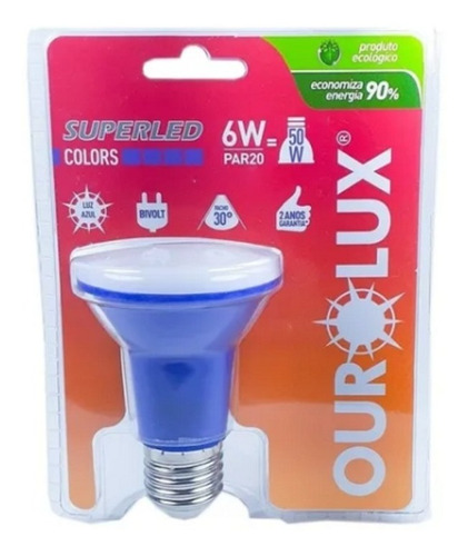 Lampada Par 20 Led Ourolux 6w Azul                     38316