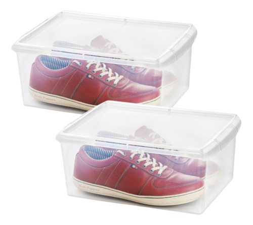 Organizador De Calzado Plastico X2 Tapa Zapatillas Apilable