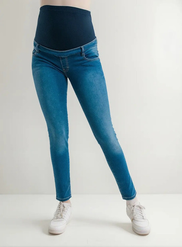 Pantalon Maternidad Mezclilla Doble Strech C/ Ajustador - J