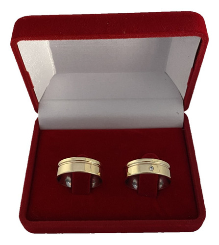 Par De Alianças Casamento Ouro 18k Encapada 6mm Reta Friso