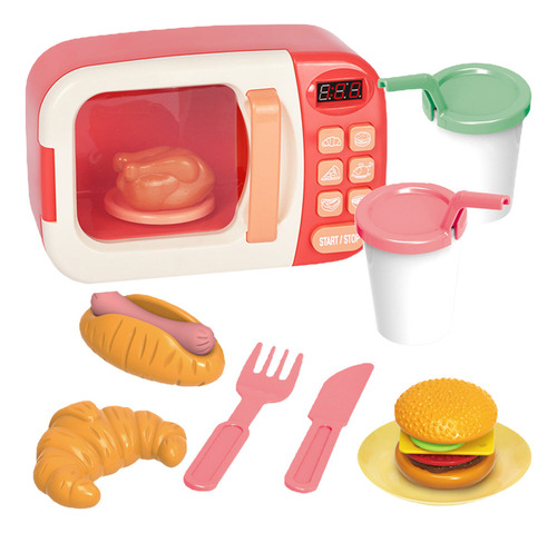 Mini Horno Microondas Modelo Para Niños Con Comida Falsa