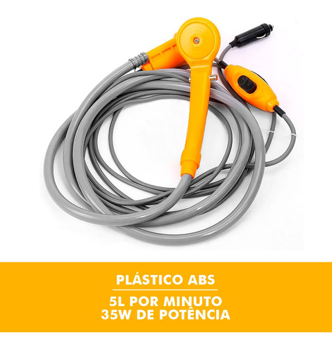 Chuveiro Elétrico 12v Ducha Portátil Para Barraca De Banho Camping Com Regulagem De Pressão P/ Motorhome Trilha Praia Acampamento