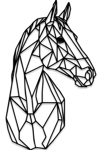 Aplique De Parede Decorativo Cavalo Geométrica Em Mdf