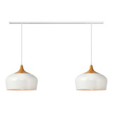 Colgante 2 Luces Lampara  Finn Blanco Madera Nordico Dec