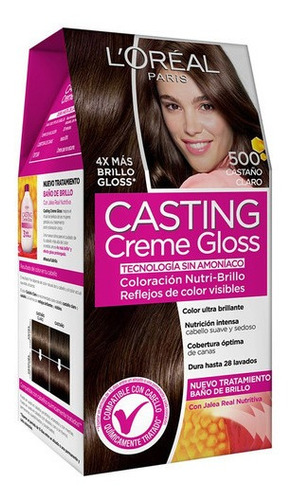 Kit Tinte L'oréal Paris  Casting Creme Gloss Casting Creme Gloss Tono 500 Castaño Claro 15vol. Para Cabello