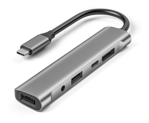 Adaptador De Hub Usb-c 5 En 1, 4k @60hz Displayport Usb 2.0