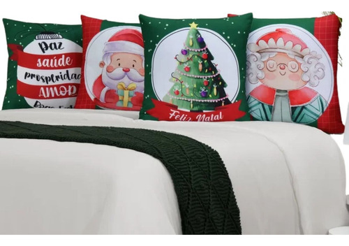 Capas De Almofadas Decorativas Estampa De Natal Com 4 Capas