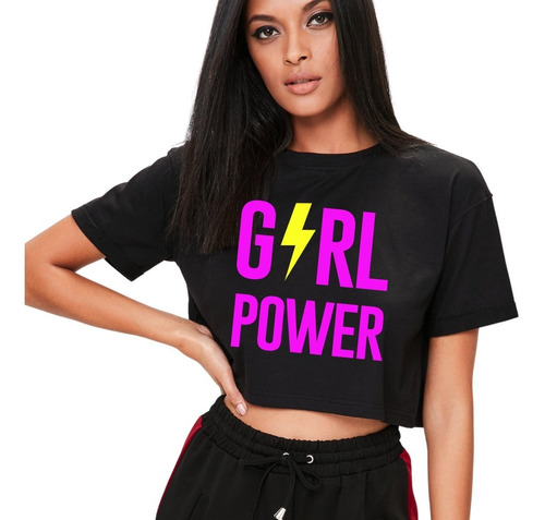 Playera Crop Top Deportivo  Girl Power  Ropa Mujer Deportiva