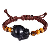 Jewever Fox Pulsera Obsidiana Con Ojo Hecho A Mano Curación 