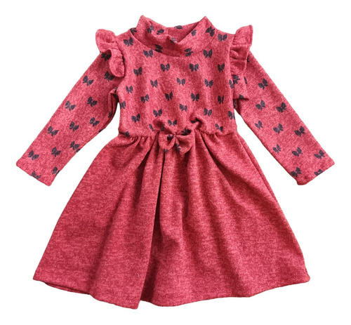 Vestido Estampado Abrigado Lanilla Invierno Bebe Niña