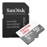 Memoria Microsd Sandisk 64gb Ultra Hd Clase 10 Micro Sd Gtia