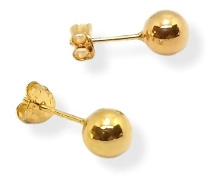 Aros Aritos Bolita Oro 18k Laminado Para Mujer Nena Dorado