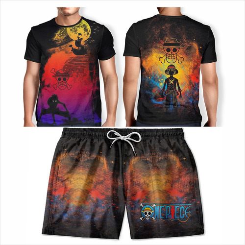 Kit Short + Camiseta Masculino One Piece Praia Calor Verão