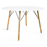 Mesa Eiffel Redonda 100cm Pés De Madeira Eames Mdf 18 Mm