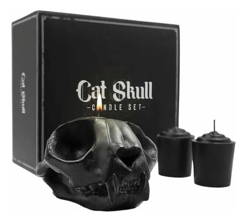 Juego De Velas Craneo De Gato (cat Skull Candle Set)