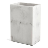 Copo Porta-escova Em Poliresina Mármore Branco 12x5,5x8cm