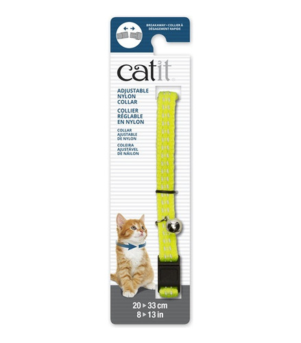 Catit Collar Reflectante Ajustable Amarillo Para Gatos