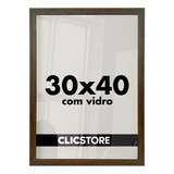 Kit 2 Moldura 30x40 Quadro C/ Vidro Poster Porta Certificado Cor Tabaco Liso