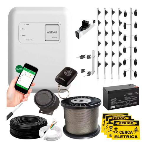 Kit Cerca Elétrica Industrial 50m Big Intelbras App Aço 