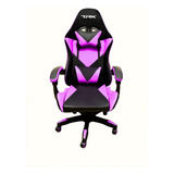 Cadeira Home Office Gamer Ergonômica Tronyx Cor Preto/rosa Material Do Estofamento Couro Sintético