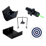 Laser Verde Para Carabina Espingarda Trilho 22mm + Kit Alvos