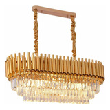 Lustre Pendente Legitimo Cristal Luxuoso Sala Quarto 8 X E14 Cor Dourado Voltagem 110v/220v