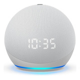 Amazon Echo Dot 4th Gen With Clock Con Asistente Virtual Alexa, Pantalla Integrada Glacier White 110v/240v