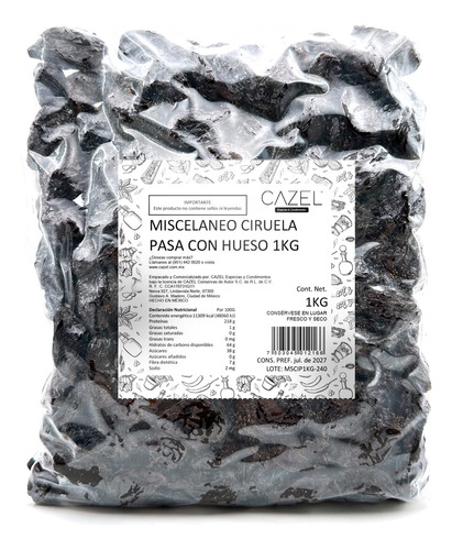 Ciruela Pasa Deshidratada Con Hueso 1kg