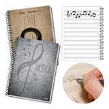 Caderno Grande Com Pautas Escolar Aula De Música 96 Folhas