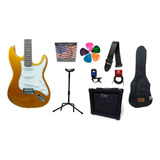 Guitarra Condor Strato Rx10 Gdn Dourada Completo Kit Mãe