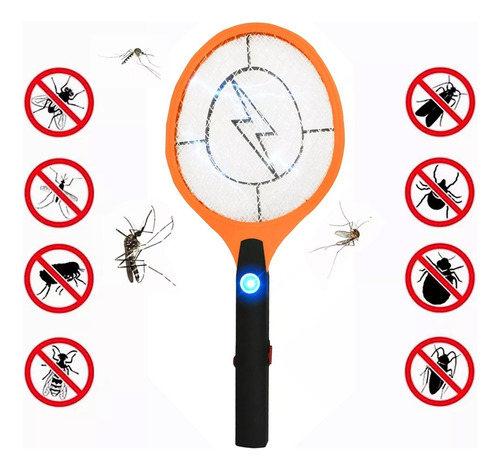 Raqueta Eléctrica Mata Mosquitos Y Moscas Recargable C/led