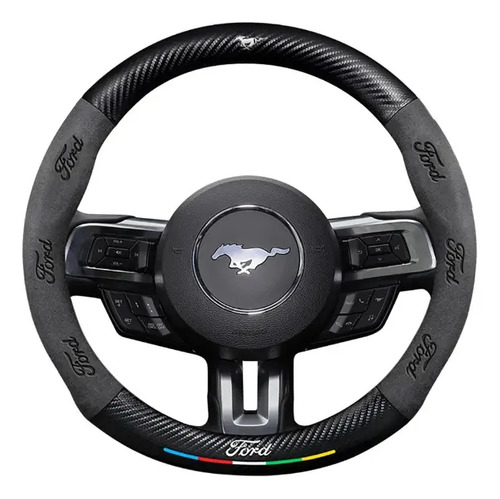 Cubierta De Volante De Fibra De Carbono Y Gamuza P/mustang