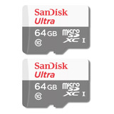 Kit 2 Cartao Memoria Micro Sd 64gb Sandisk Ultra Classe 10