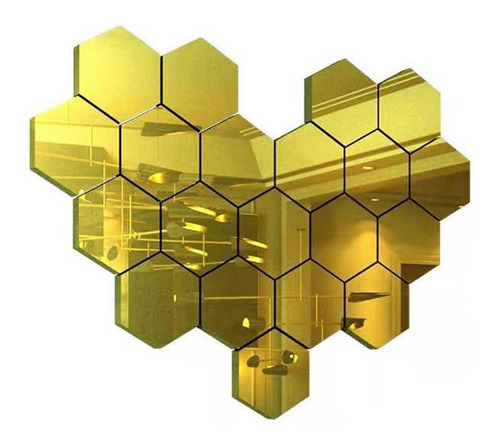 Adhesivo Tipo Espejo Hexagonal Dorado (xl)