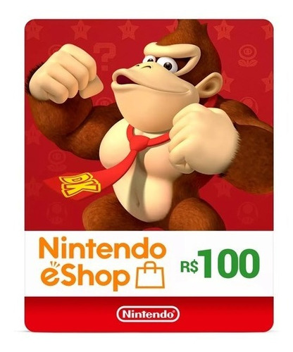 Cartão Nintendo Switch 3ds Wii U Eshopcard Br R$100 Imediato