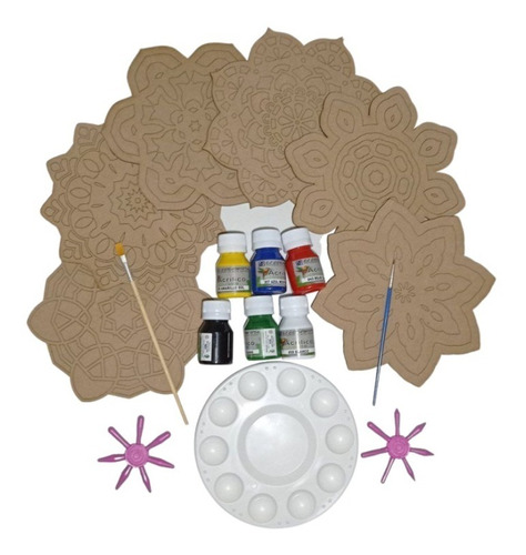 Kit Mandalas Para Pintar Con 6 Pintura Acrílica Puntillismo