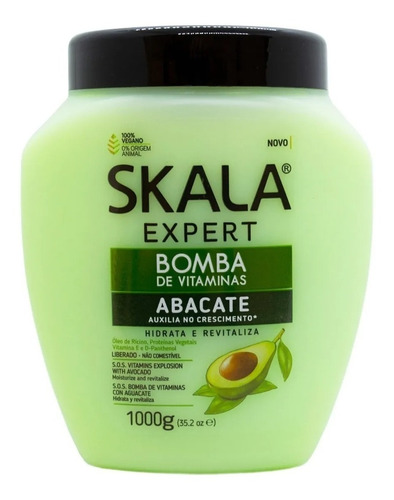 Skala Bomba Vitaminas Abacate Palta Máscara Vegana Pelo 1kg