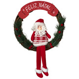 Guirlanda Enfeite Placa Feliz Natal Decorada Papai Noel 33cm