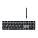 Teclado Satechi Metallic Series Aluminum Wired Usb Keyboard Qwerty Inglés Us Color Space Gray